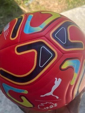 Puma Red Soccer Ball with Multicolor Accents
